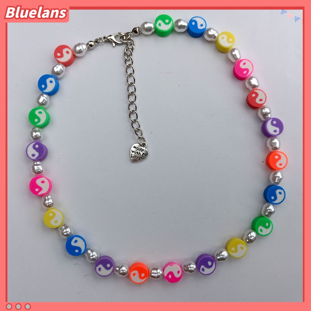 Kalung Choker Manik-Manik Mutiara Imitasi Bentuk Buah Warna-Warni Bahan Polymer Clay Untuk Wanita