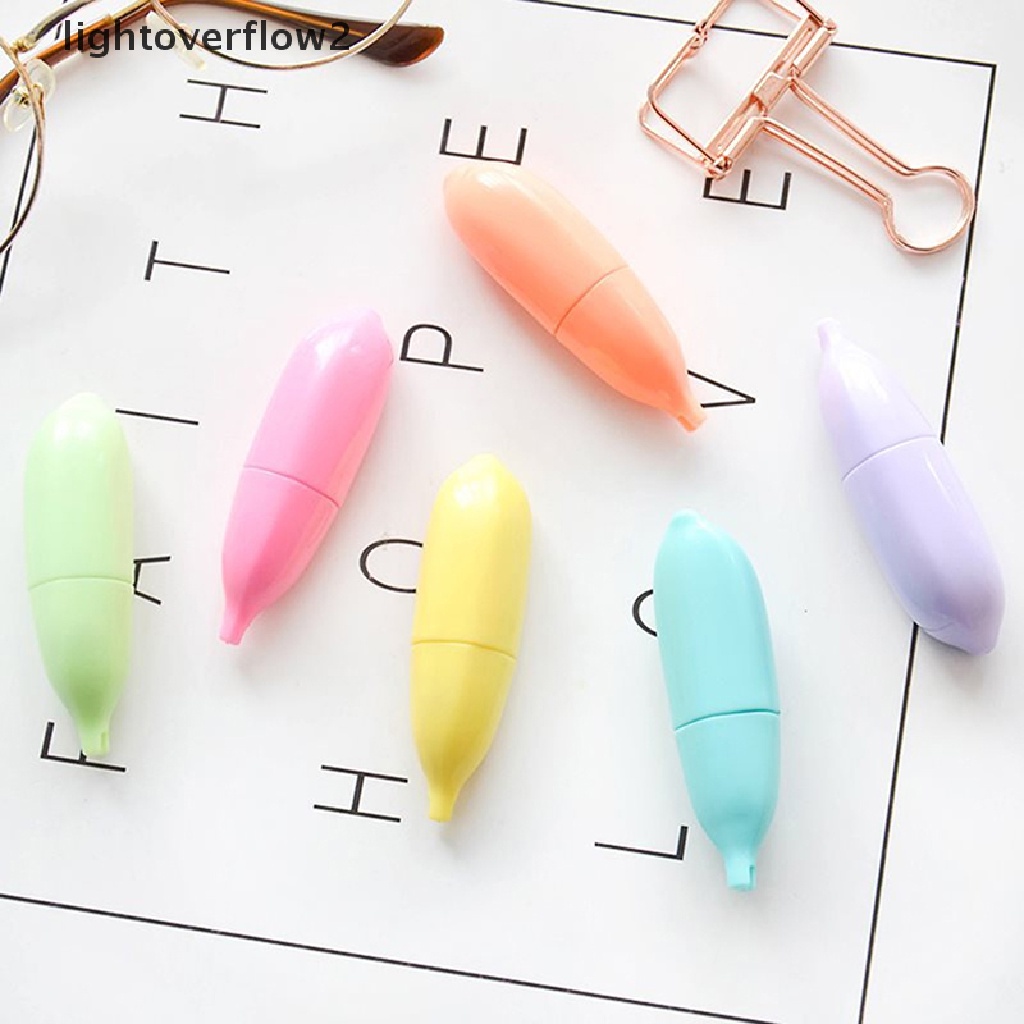 (lightoverflow2) 6pcs / Set Spidol Highlighter Warna-Warni Untuk Menggambar