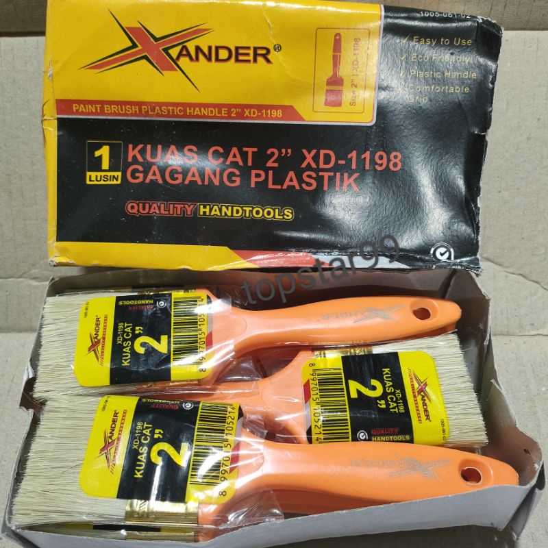 Xander Kuas Cat 2 inch 2&quot; Gagang Plastik Ada Lubang Gantungan XD-1198 Harga Per 1 Pcs Kuas multifungsi dan Serbaguna