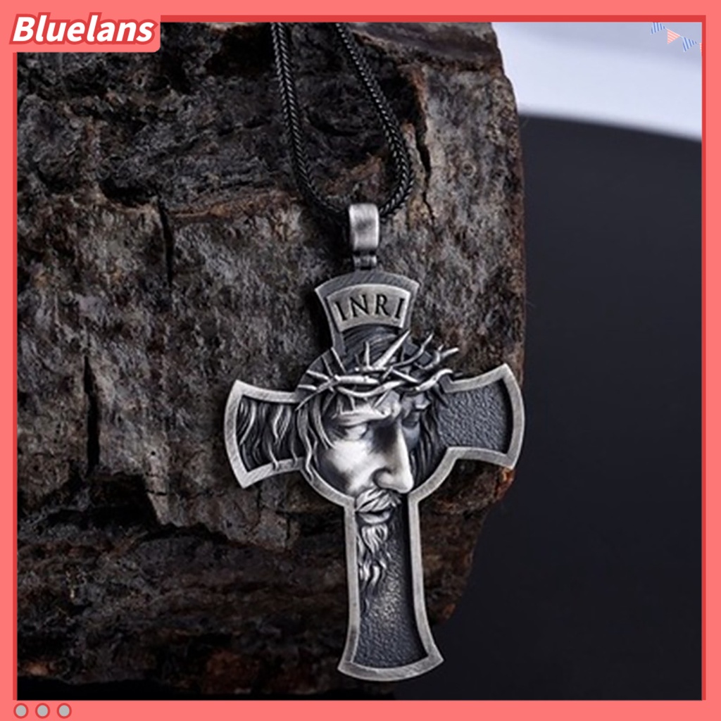 Bluelans Crown of Thorns Jesus Cross Pendant Necklace Unisex Chain Jewelry Accessory Gift