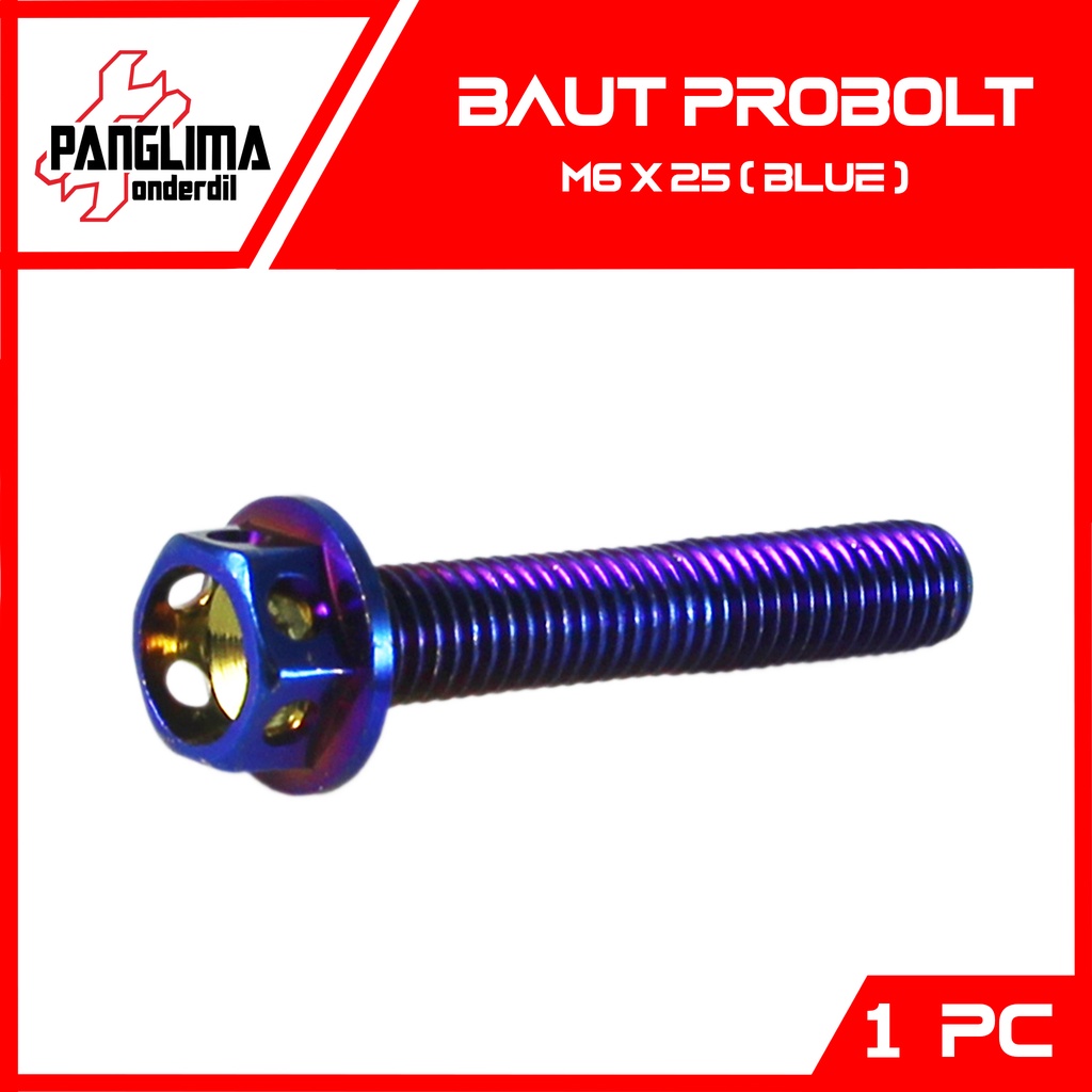 Baut Probolt M6x25-6x25-6 x 25 Kunci 8 Drat 10 Blue-Biru Baud-Pro Bolt