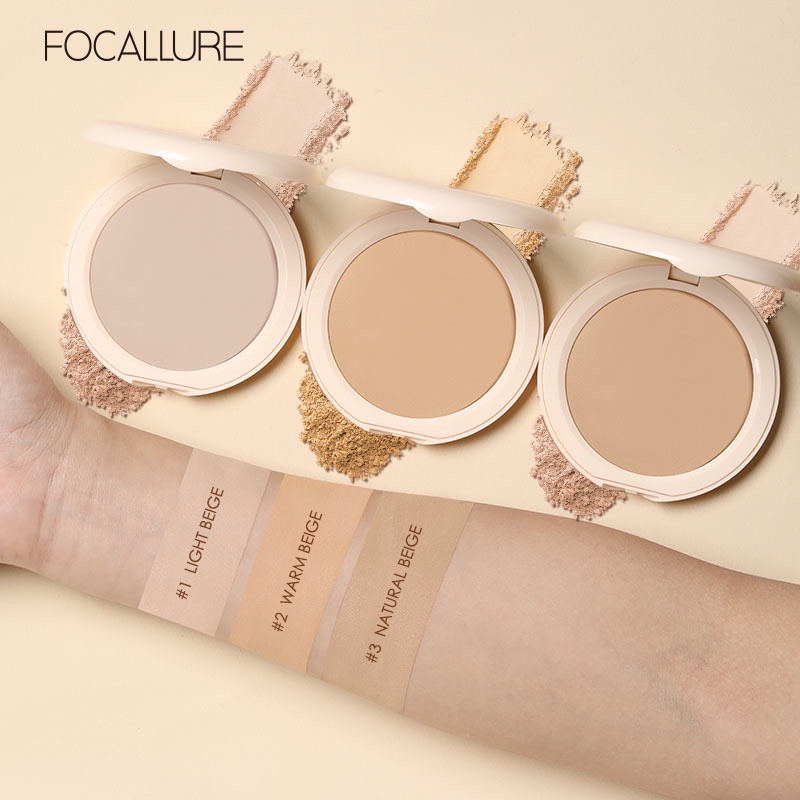 FOCALLURE Oil-Control Bedak Padat Fine Power Bedak Padat Glowing Tahan Air Dan Tahan Lama FA155