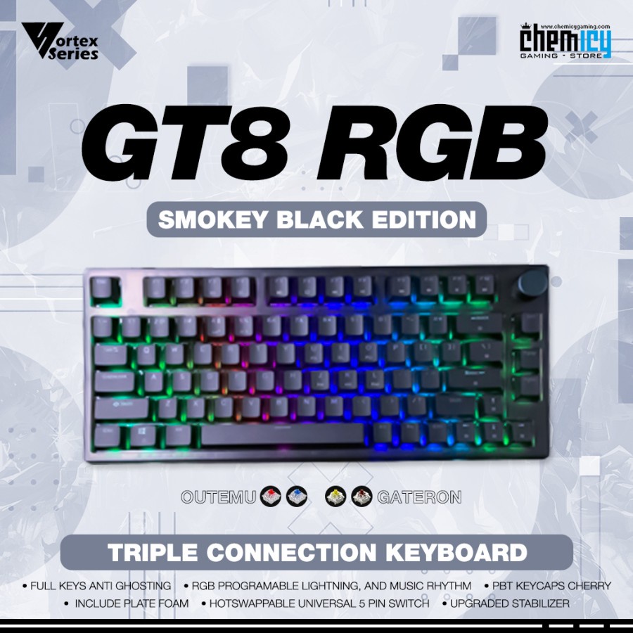 Vortex Series GT8 / GT-8 Smokey RGB Hotswap Mechanical Gaming Keyboard