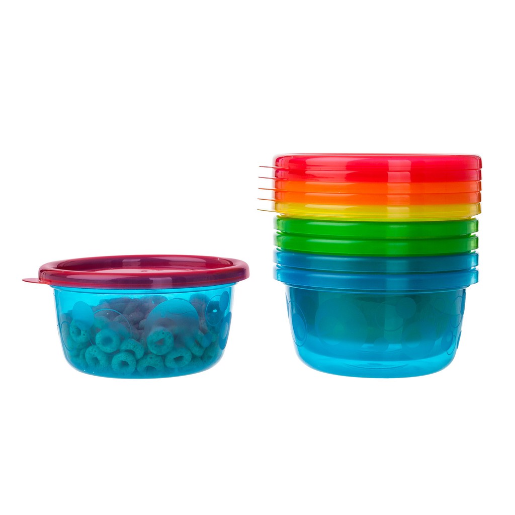 TOMY Take Toss Toddler Bowls with Lids 8oz 6 pack Colors May Vary The First Years Mangkok Penyimpanan Makanan Serbaguna