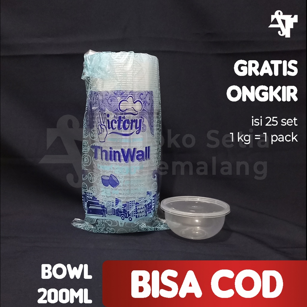 Mangkok Plastik Thinwall 200ml Bulat Mangkuk Cup Puding Tempat Bubur Salad Buah Wadah Makan Plastik 