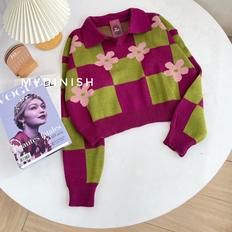 Melodi Crop Blouse - Atasan Blouse Wanita Berkerah Polo