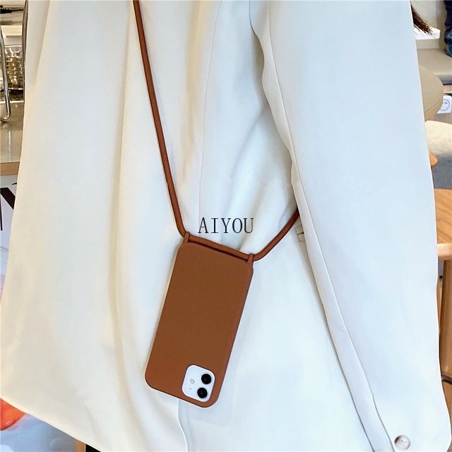 IPHONE Tali Kalung Crossbody Lanyard Cord Phone Case Untuk Iphone14Plus13 12 Mini 11 Pro Max Rantai Marmer Silikon Soft Cover