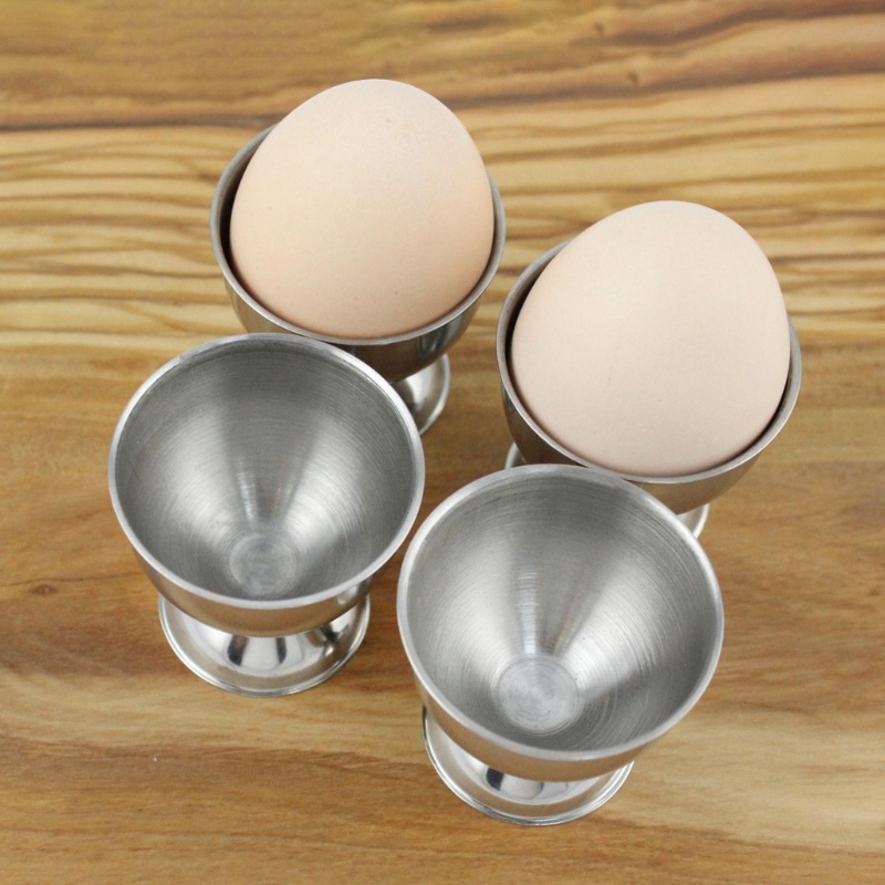Set Holder Telur Rebus Bahan Stainless Steel Dengan 4 Cup