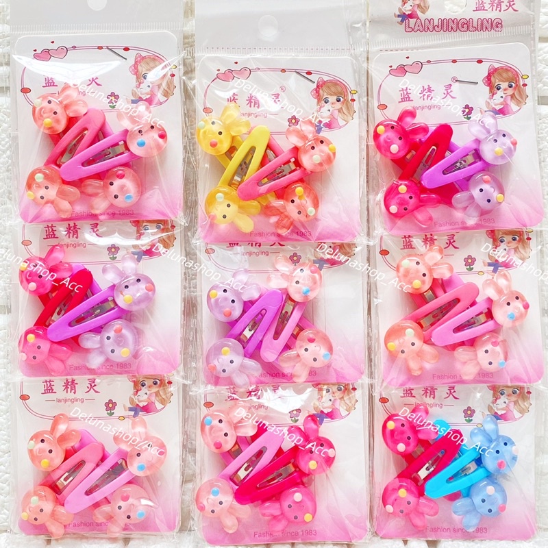 DELUNASHOP JEPIT RAMBUT PASANGAN AKSESORIS RAMBUT JEPITAN RAMBUT ANAK KECIL KLIP RAMBUT TIKTOP RANDOM PITA KARET KARAKTER UNICORN HELLO KITTY DLL