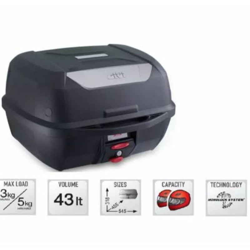 PAKETAN BOX MOTOR TOP BOX GIVI E43NTL + BREKET BOX ADV 150