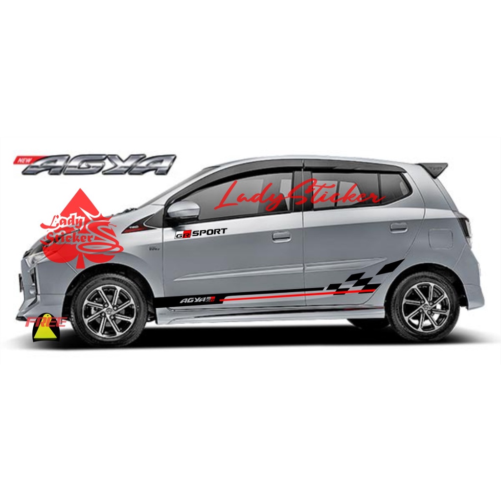 STICKER STIKER MOBIL AGYA GR SPORT CUTTING STICKER LIST SAMPING MOBIL TOYOTA AGYA GR SPORT