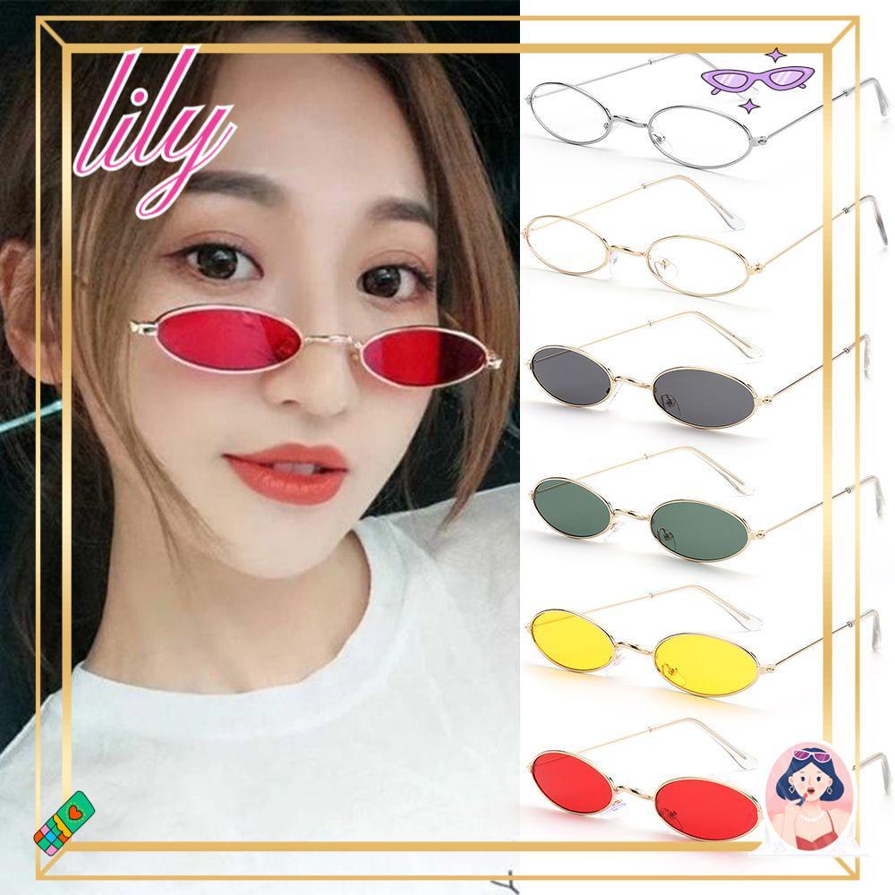 Lily Kacamata Hitam Pria / Wanita Bentuk Oval  Vintage UV400