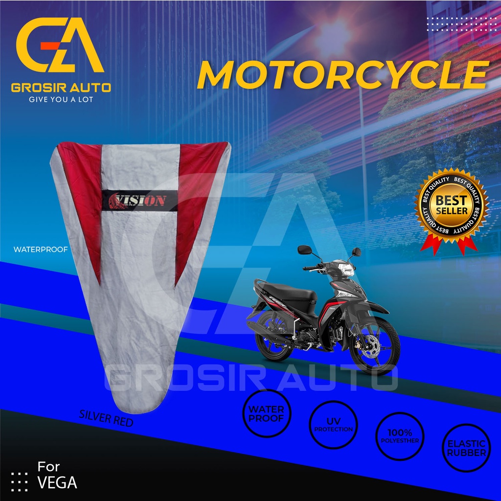 Cover Motor / Pelindung Sarung Motor / Penutup Motor Vega Vision Silver Merah Waterproof