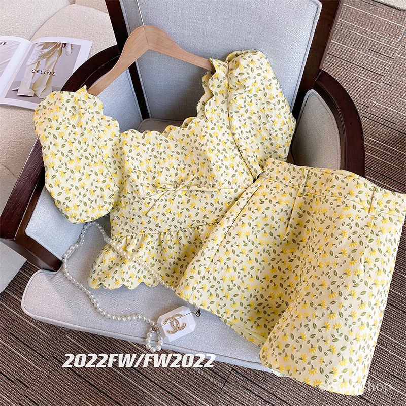 [✅BISA COD] #Sisjuly# Setelan Pakaian Wanita Baju Wanita Lengan Gelembung Atasan Lengan Pendek Rok Wanita Seteng
