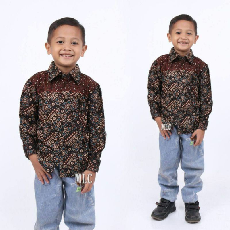 KEMEJA BATIK ANAK COWOK BAJU BATIK ANAK LENGAN PANJANG UMUR 2-12 TAHUN