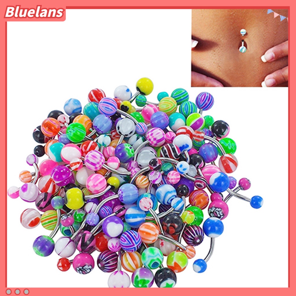 Bluelans 30Pcs Navel Rings Sexy Decoration Acrylic Colorful Barbell Body Piercing Belly Buttons