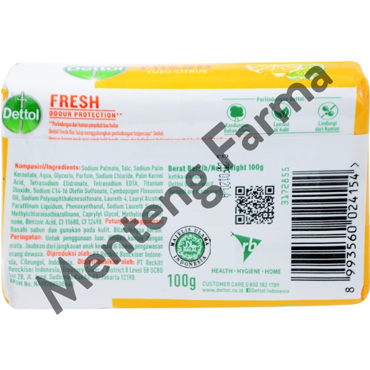 Sabun Mandi Batang Dettol Profresh Fresh - 100 gram