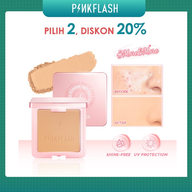 PINKFLASH Matte Oil Control Pressed Powder Bedak Padat Poreless Flawless High Coverage Face Makeup PF-F17