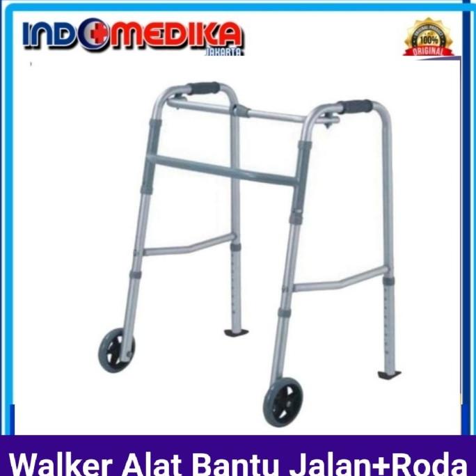 Tongkat walker dengan roda / Alat bantu Jalan Lansia Walker Roda