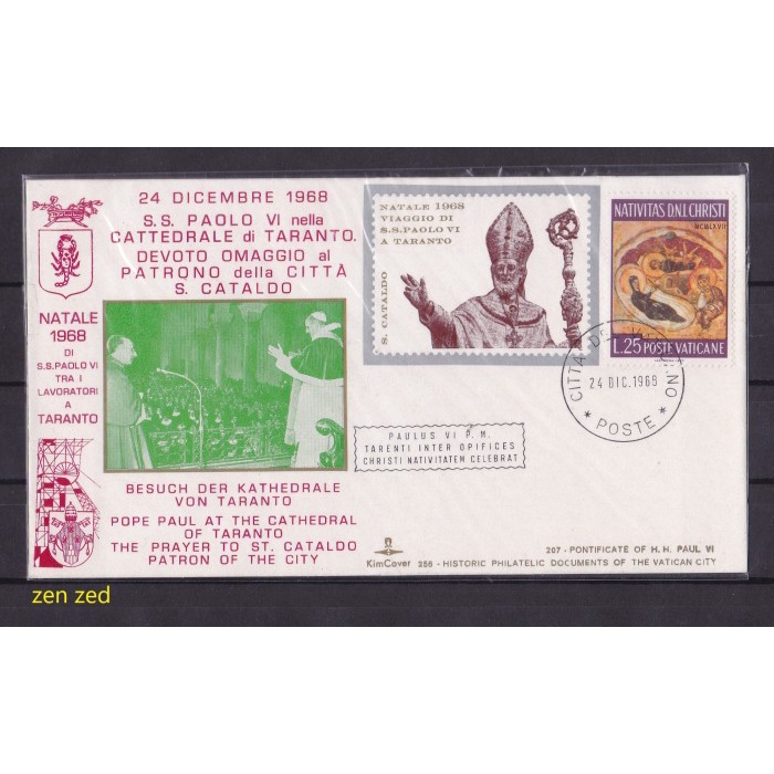 

A034 Prangko FDC SHP Vatican City 1968 Pontivicate of H.H Paul VI