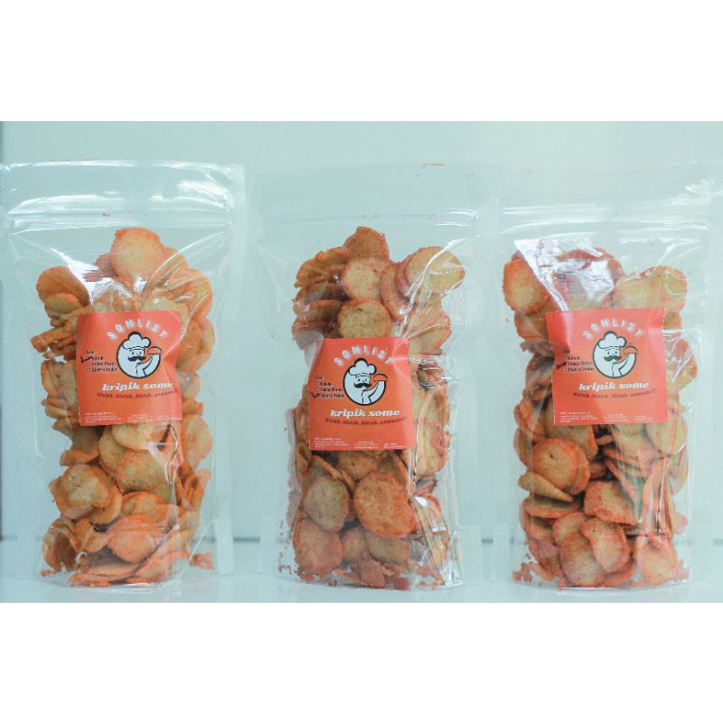 

KERIPIK SIOMAY / KERIPIK SOME (SNACK CEMILAN) PEDAS MANIS, BALADO DAN EKSTRA PEDAS 120g