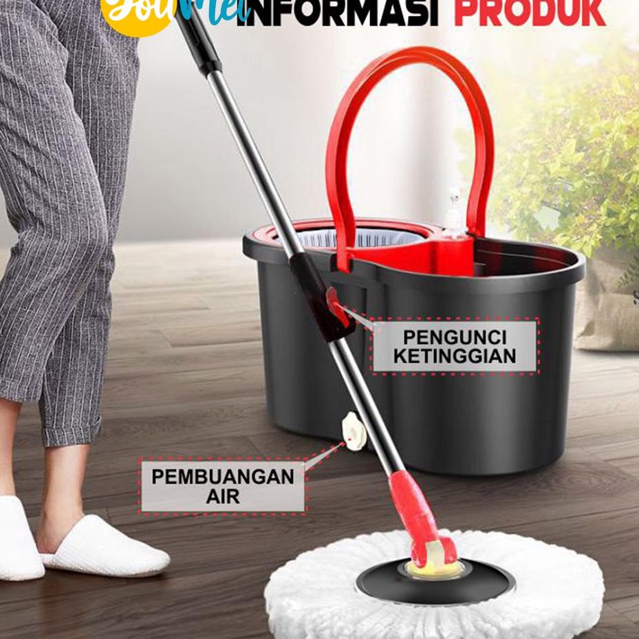 Harga Terbaik--Alat Pel Lantai Praktis / Ultra Spin Mop Berputar 360 Derajat / Kain Pel Putar Dengan
