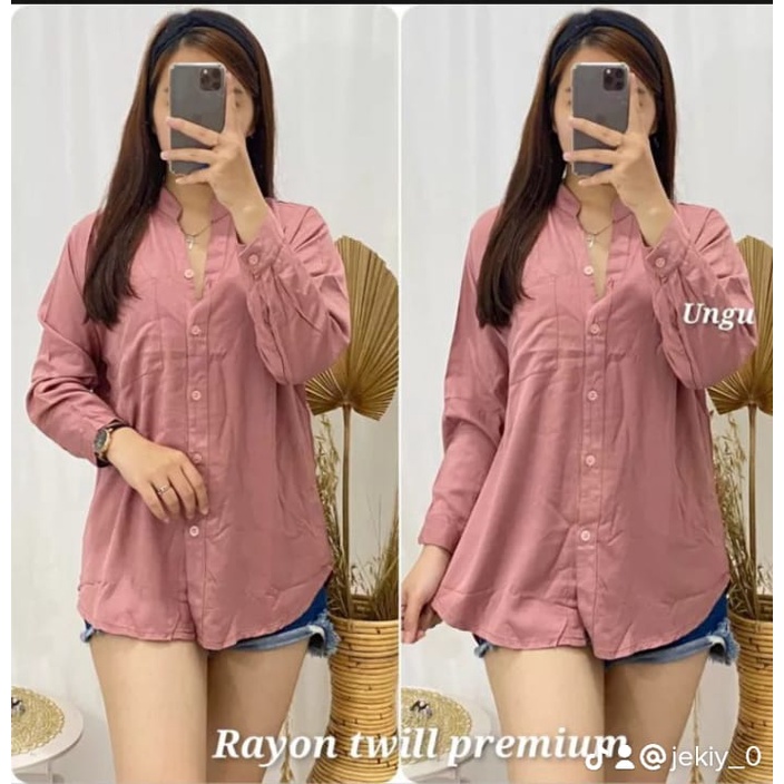 Baju Kemeja Wanita Jumbo Bahan Katun Rayon Kualitas Premium Blouse Wanita Pava Oversize Shirt Model 