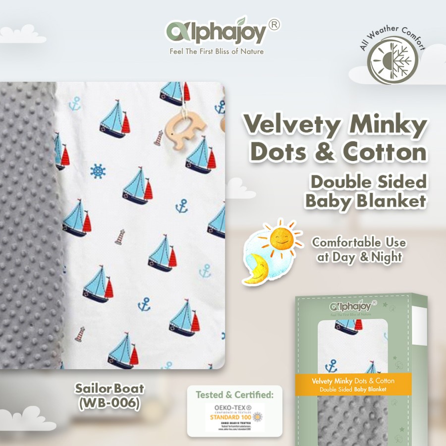 ALPHAJOY BLANKET VELVETY MINKY DOTS &amp; COTTON