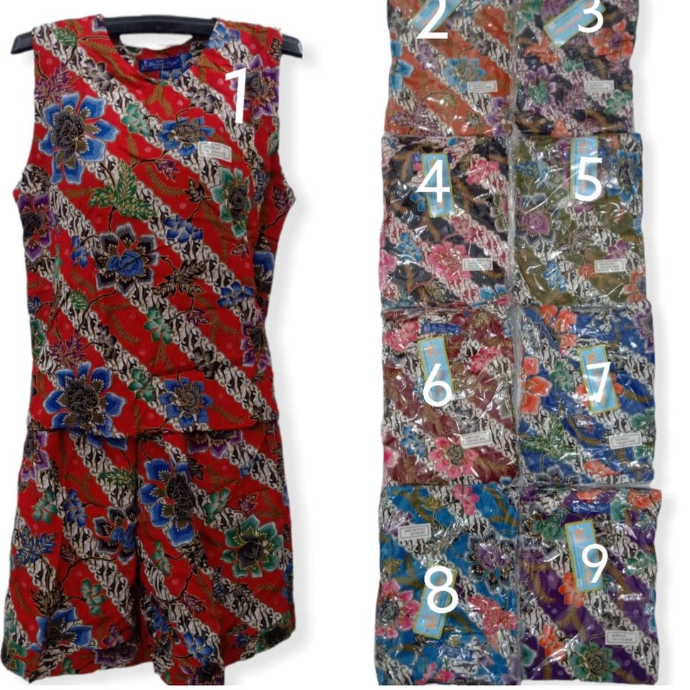 Setelan kulot tanpa lengan batik kencana ungu label biru RC 16 - Stelan kulot yukensi kencana ungu {