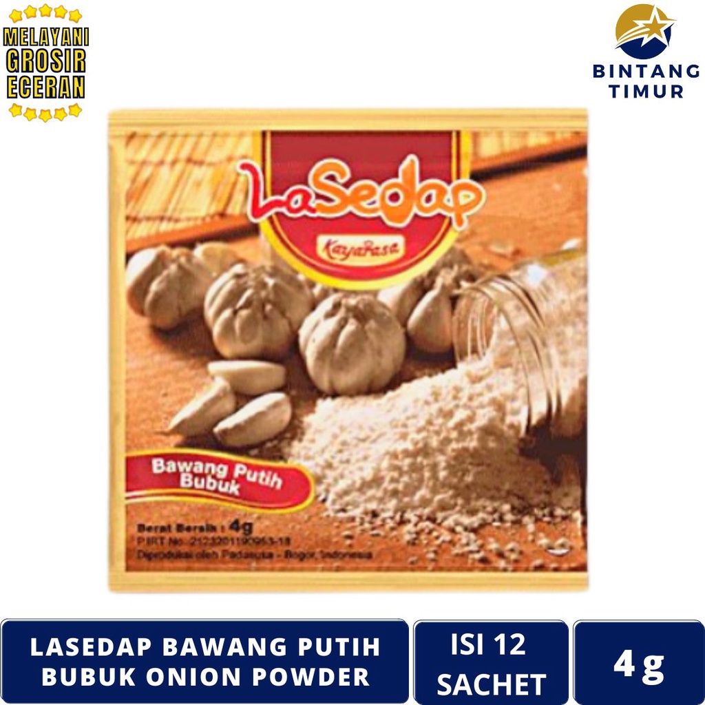 

LASEDAP Bawang Putih Bubuk Isi 12 Saset/4g Onion Powder - 1 Renceng 12 Sachet