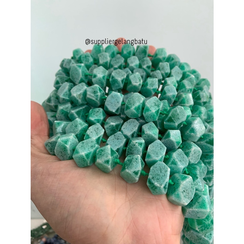 manik Batu alam GREEN JADE 15 x 12mm giok hijau bongkah bahan HEXAGON