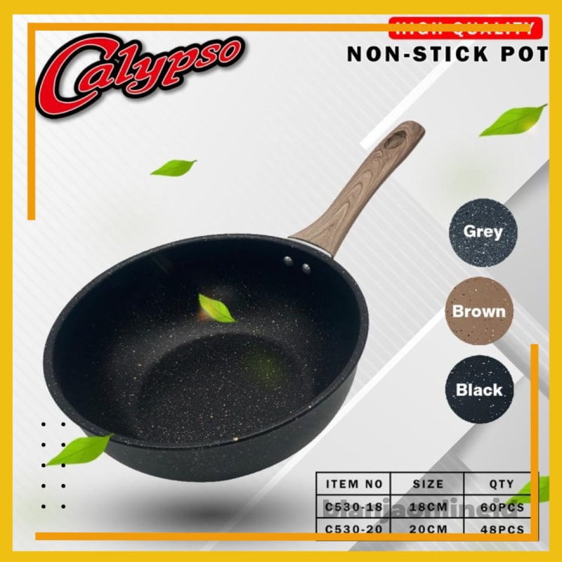 Calypso Fry Wok 18 cm Wajan Penggorengan Teflon Gagang Kayu C530
