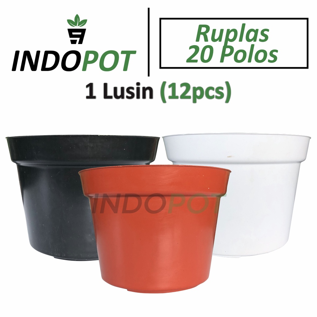 Pot Ruplas 20 Polos Warna 1 Lusin (12pcs) Pot Tanaman Hias Pot 20cm