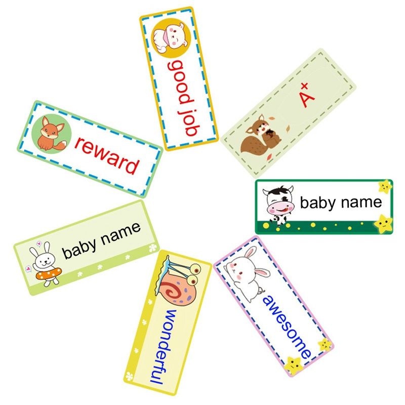 stiker nama anak tempel buku / label kosong persegi panjang utk label nama atau label barang anak