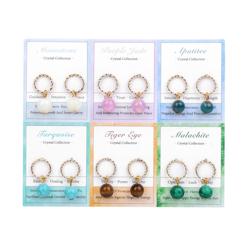 Anting Kristal Batu Akik Birthstone Gaya Minimalis Untuk Liburan