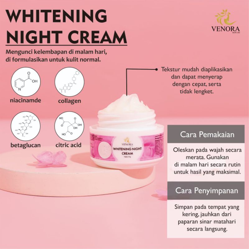 VENORA NIGHT CREAM BRIGHTENING TERLARIS!