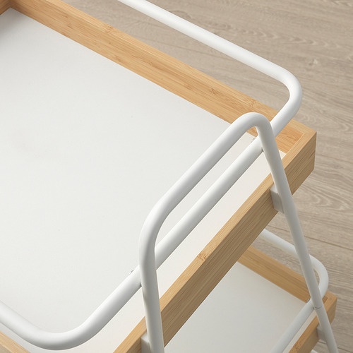 SVENARUM Meja troli dengan penyimpanan, bambu putih, 40x56 cm