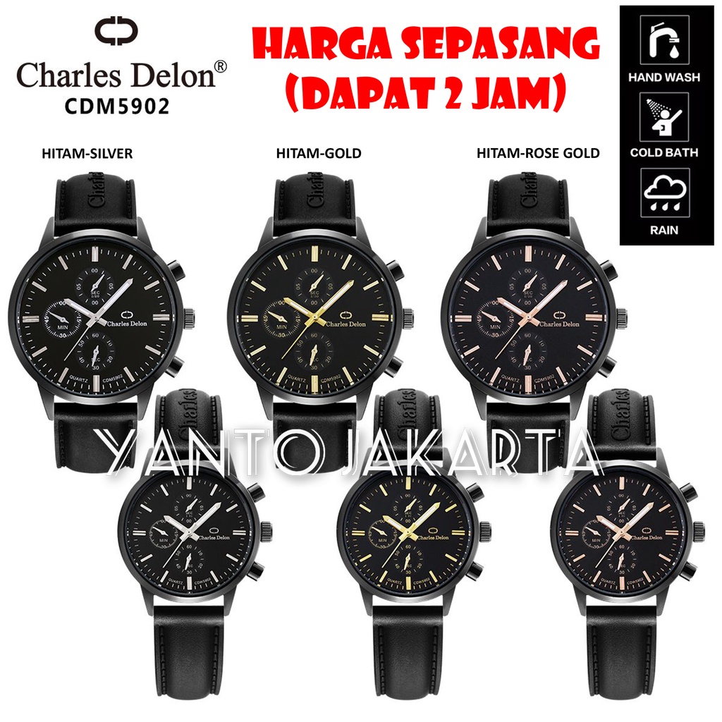 CHARLES DELON JAM TANGAN COUPLE ANTI AIR BERENANG