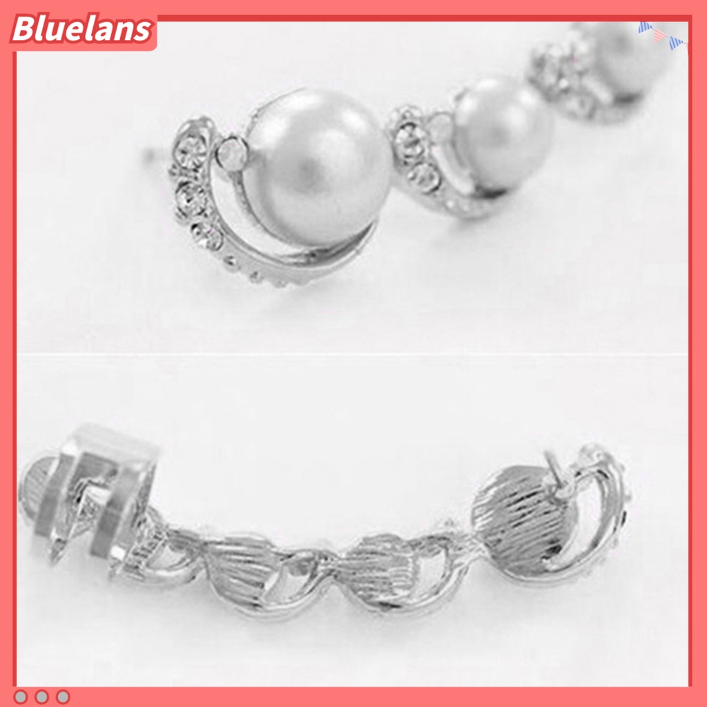 Bluelans 1Pc Women Rhinestone Faux Pearl Ear Clip Cuff Earring