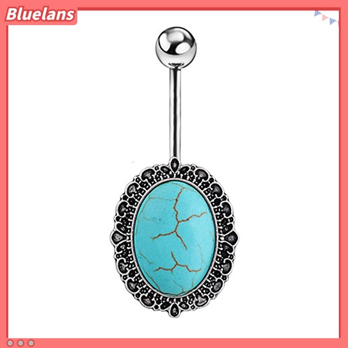 Bluelans Bohemia Turquoise Pendant Body Piercing Belly Button Navel Ring Barbell Jewelry