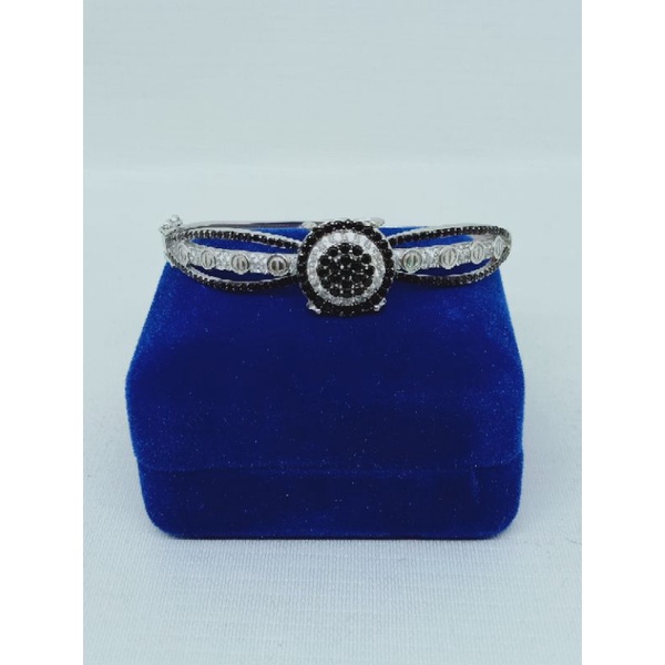 Gelang bangle di*r mt hitam kombi mp / gelang perak asli silver 925 lapis emas/ gelang fashion wanita terbaru