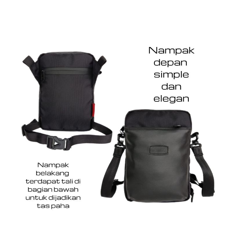 Tas Paha Selempang pria premium Anti Air warna hitam labbio MAX R1