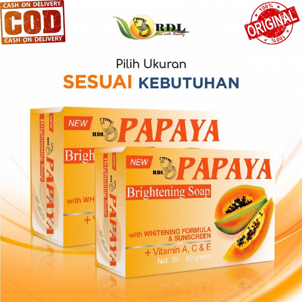 RDL Papaya Brightening Soap 90gr | 135gr Original BPOM/COD/PROMO/ORIGIONAL/ sabun batang research development laboratory/MAMAYA