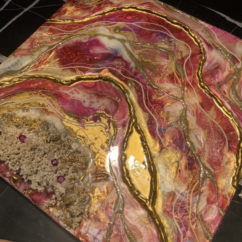 Reddish Wine Geode Resin Art Wall Art Painting by Ebelymade