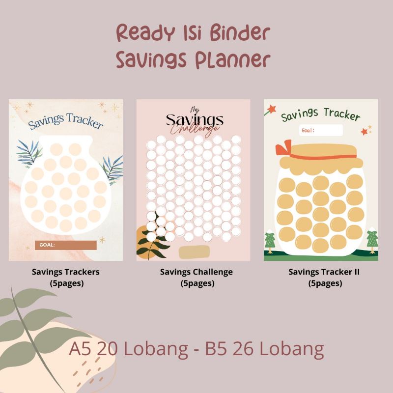 

5 pcs ini binder A5 & B5 Saving Planner