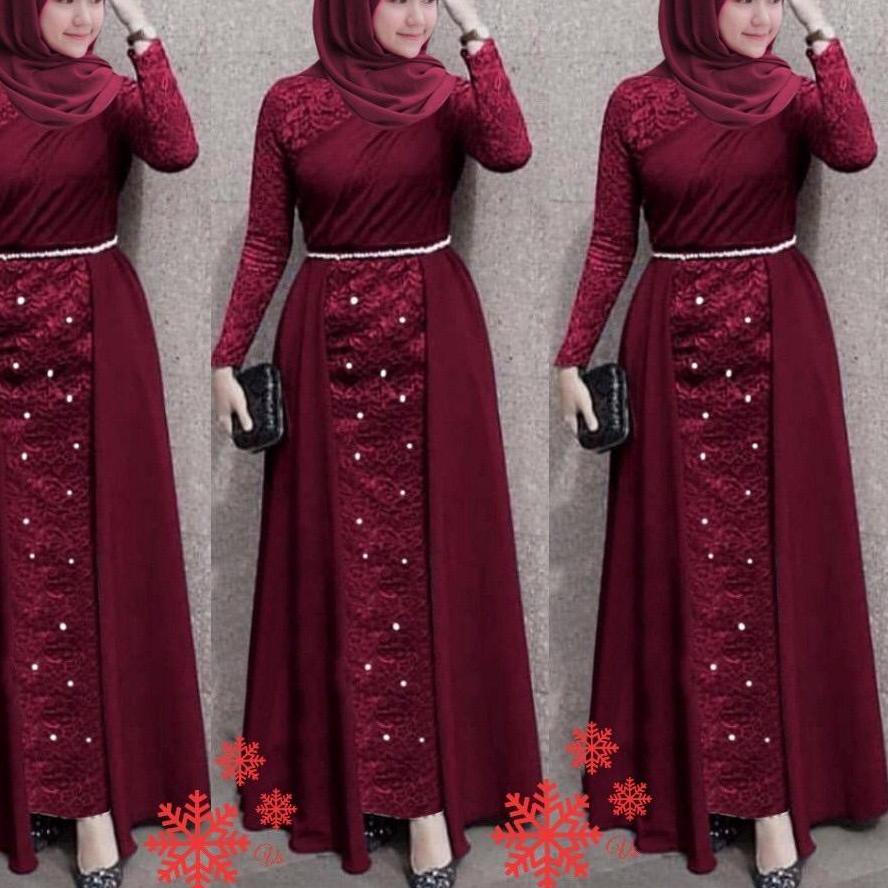 BAYAR DITEMPAT✔️Lakshana Gamis Terbaru Brukat Maxi Dress Pesta Remaja Dewasa Wanita Muslim - Size Ju