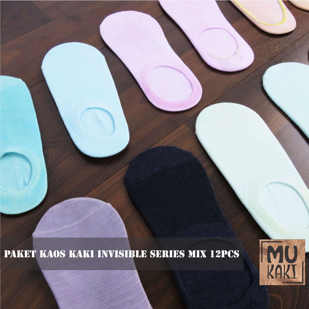 Paket Kaos Kaki Pendek Hidden Socks / Invisible Socks Mix 12pc Mukaki