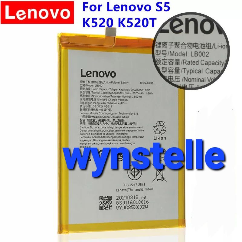 Baterai Batre LENOVO S5 K520 K520T ORIGINAL Model Battery Batrei LB-002 LB002