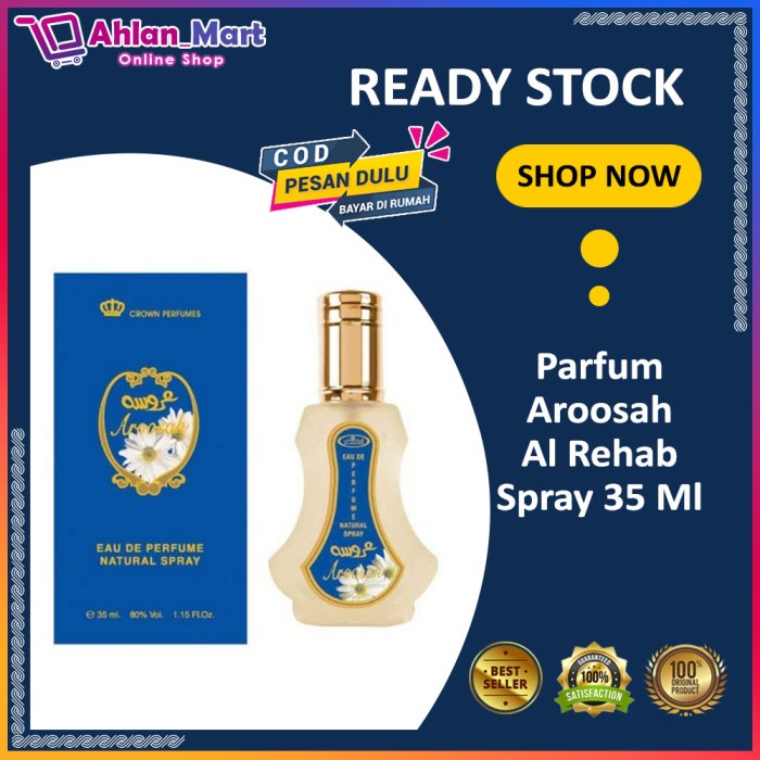 Parfum Aroosah Al Rehab Spray 35 Ml Original Arab Saudi