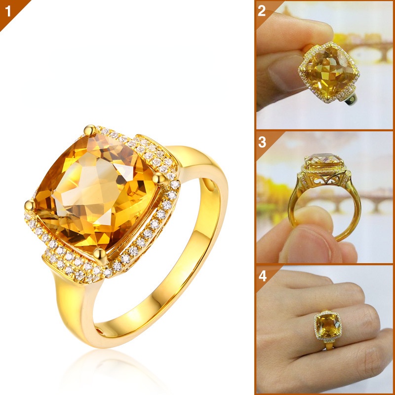 Goldkingdom Perhiasan Fashion 24K Bangkok Aksesoris Ready Stock Hias Topaz Pesta Mewah Perjamuan Pertunangan Putri Cincin Untuk Wanita